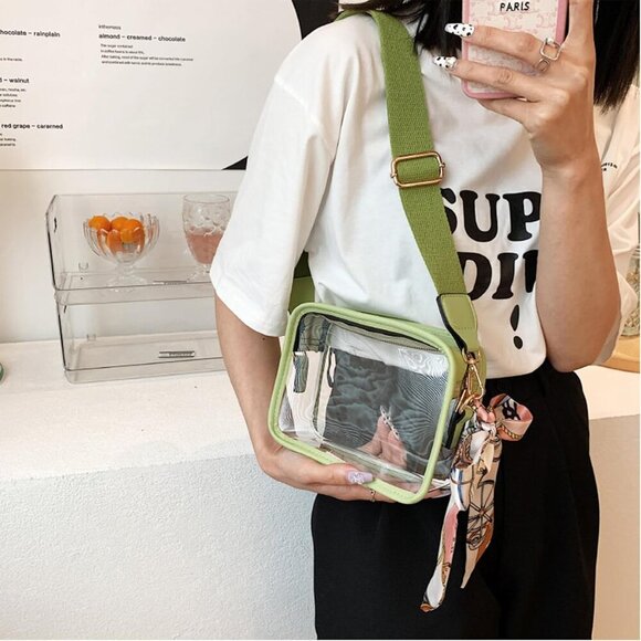 Women Clear Purse Small Shouler Crossbody Bag, Green - Picture 2 of 6